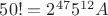 $50!=2^{47}5^{12}A$