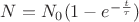 $N=N_0(1-e^{-\frac{t}{\tau}})$