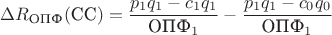 $\Delta R_{\text{ОПФ}}(\text{CC})=\dfrac{p_1q_1-c_1q_1}{\text{ОПФ}_1}-\dfrac{p_1q_1-c_0q_0}{\text{ОПФ}_1}$
