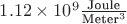 $1.12\times 10^9\frac{ \text{Joule}}{\text{Meter}^3}$