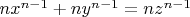 $nx^{n-1}+ny^{n-1}=nz^{n-1}$