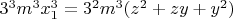 $3^3m^3x_1^3=3^2m^3(z^2+zy+y^2)$