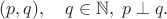 $$(p,q), \quad q \in \mathbb{N}, \; p \perp q.$$ $$(p,q), \quad q \in \mathbb{N}, \; p \perp q.$$