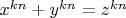 $x^{kn}+y^{kn}=z^{kn}$
