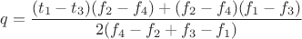 $$q = \frac{(t_1-t_3)(f_2-f_4) + (f_2-f_4)(f_1-f_3)}{2(f_4-f_2+f_3-f_1)}$$ $$q = \frac{(t_1-t_3)(f_2-f_4) + (f_2-f_4)(f_1-f_3)}{2(f_4-f_2+f_3-f_1)}$$