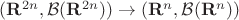 $(\mathbf{R}^{2n}, \mathcal{B}(\mathbf{R}^{2n})) \to (\mathbf{R}^{n}, \mathcal{B}(\mathbf{R}^{n}))$