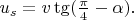 $u_s=v\tg(\frac{\pi}{4}-\alpha).$