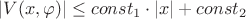 $|V(x,\varphi)|\le const_1\cdot|x|+const_2$