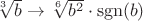 $\sqrt[3\,]{b}\to\sqrt[6\,]{b^2}\cdot\operatorname{sgn}(b)$