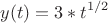 $$y(t)=3*t^{1/2}$$