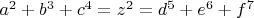 $a^2+b^3+c^4=z^2=d^5+e^6+f^7$