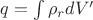 $q=\int\rho_rdV'$