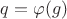 $q=\varphi (g)$
