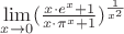 $\lim\limits_{x\to0}   (\frac{x\cdot e^x + 1 }{x\cdot \pi^x + 1})^{\frac{1}{x^2}} $