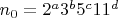 $n_0 = 2^a 3^b 5^c 11^d$