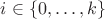 $i\in\{0,\dots,k\}$