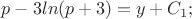 $p-3ln(p+3)=y+C_1;$