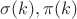 $\sigma(k),\pi (k)$