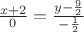 $\frac{{x + 2}} {{ 0}} = \frac{{y - \frac 9 2}} {{ - \frac{1} {2}}} $