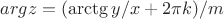 $argz = (\arctg{y/x}+2 \pi k)/m$