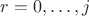 $r=0,\ldots,j$