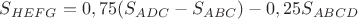$S_{HEFG}=0,75(S_{ADC}-S_{ABC})-0,25S_{ABCD}$