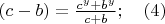 $(c-b)=\frac {c^y+b^y}{c+b}; \quad (4)$