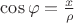 $\cos \varphi = \frac x \rho$