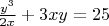 $\frac{y^3}{2x}+3xy=25$