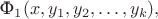 $\text{Ф}_{1}(x,y_1,y_2,\dots,y_k),$