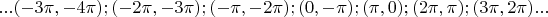 $...(-3\pi,-4\pi);(-2\pi,-3\pi);(-\pi,-2\pi);(0,-\pi);(\pi,0);(2\pi,\pi);(3\pi,2\pi)...$
