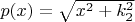$p(x)= \sqrt{x^2+k_2^2}$