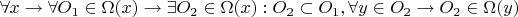 $\forall x \to \forall O_1 \in \Omega(x) \to \exists O_2 \in \Omega(x): O_2 \subset O_1, \forall y \in O_2 \to O_2 \in \Omega(y)$