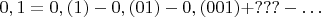 $0,1 = 0,(1) - 0,(01) - 0,(001) + ??? - \dots$