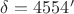 $\delta=45&deg;54'$