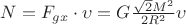 $N=F_{gx}\cdot \upsilon =G\frac{\sqrt{2}M^{2}}{2R^{2}}\upsilon $