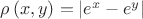 $\rho\left(x,y\right)=\left|e^{x}-e^{y}\right|$