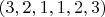 $(3,2,1,1,2,3)$