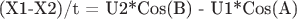 (X1-X2)/t = U2*Cos(B) - U1*Cos(A)
