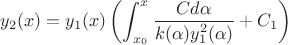 $$y_2(x)=y_1(x)\left(\int_{x_0}^x\frac{Cd\alpha}{k(\alpha)y_1^2(\alpha)}+C_1\right)$$