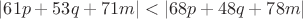 $$\left | 61p+53q +71m\right |<\left | 68p+48q+78m\right |$$