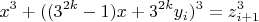 $$x^3+((3^{2k}-1)x+3^{2k}y_{i})^3=z_{i+1}^3$$