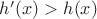 $h'(x) > h(x)$