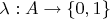 $\lambda:A\to\{0,1\}$