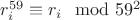 $r_i^{59}\equiv r_i\mod 59^2$