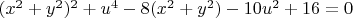 $(x^2+y^2)^2+u^4-8(x^2+y^2)-10u^2+16=0$