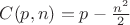 $C(p, n) = p - \frac{n^2}{2}$