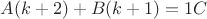 $A(k+2) + B(k+1) = 1C$