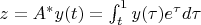 $z=A^\ast y(t)=\int_t^1 y(\tau)e^\tau d\tau$