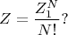 $$Z=\frac{Z_1^N}{N!}?$$
